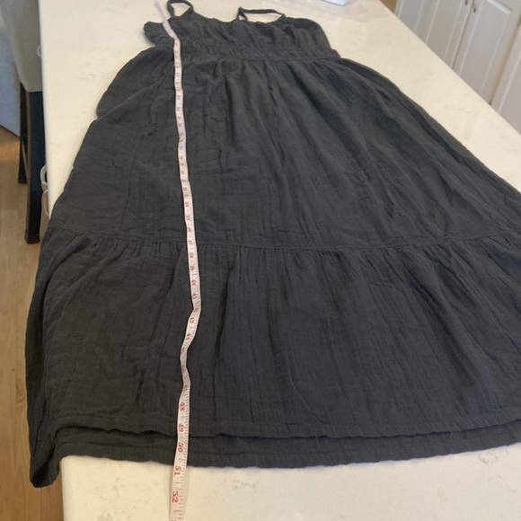 Pact Coastal Double Gauze 100% Organic Cotton Black Cami Maxi Dress with Pockets - Picture 8 of 10